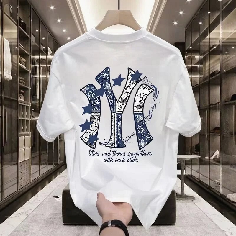 MLB Blue Printed Streetwear T-Shirt Review: Sizing the Loose Cut From M to 5XL on a $3.73 Milk-Silk Tee